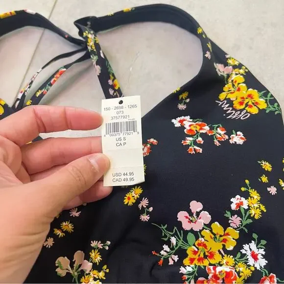 NWT Aerie Offline Goals Plunge Sports Bra 2 Pack Maroon Black Floral Small Mesh - Picture 8 of 16